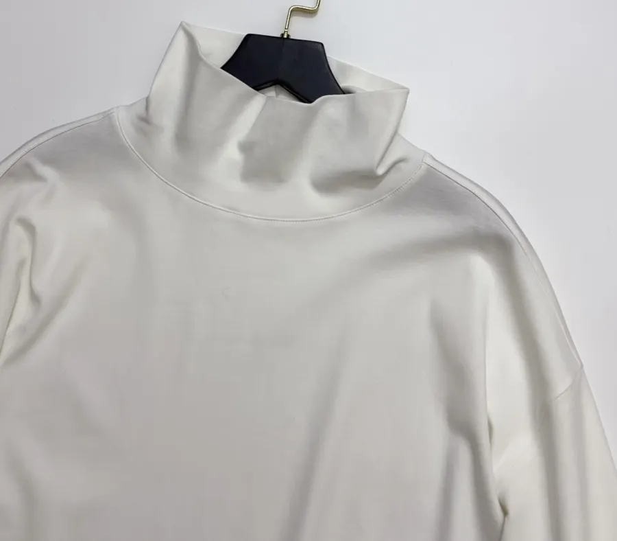 Ivory Mock-Neck Long-Sleeve Knit Top in Off-White, product view 02