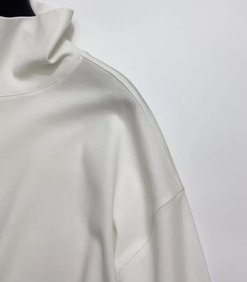 Ivory Mock-Neck Long-Sleeve Knit Top in Off-White, product view 03