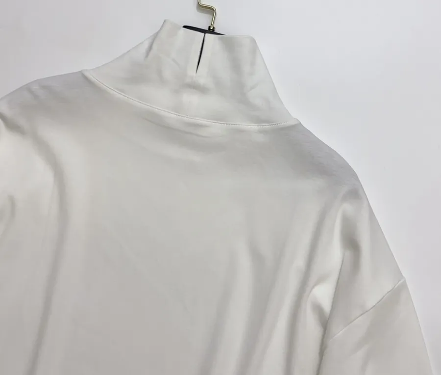 Ivory Mock-Neck Long-Sleeve Knit Top in Off-White, product view 11