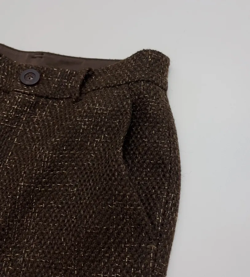 Brown Mélange High-Waist Wide-Leg Trousers in Brown, product view 04