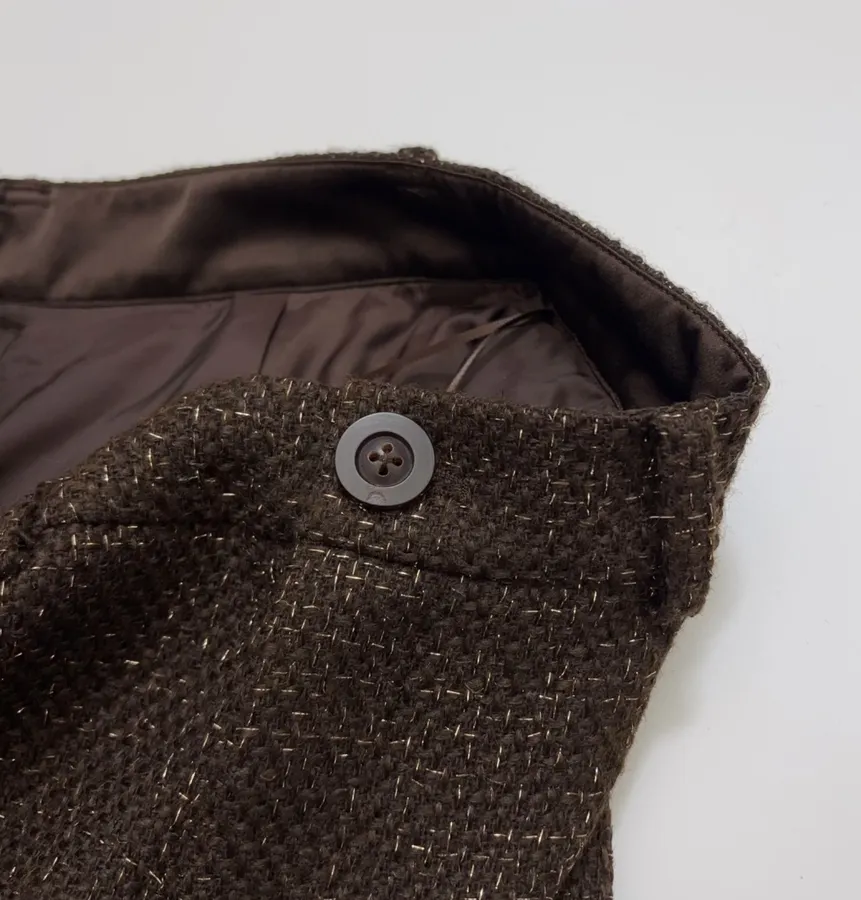 Brown Mélange High-Waist Wide-Leg Trousers in Brown, product view 05