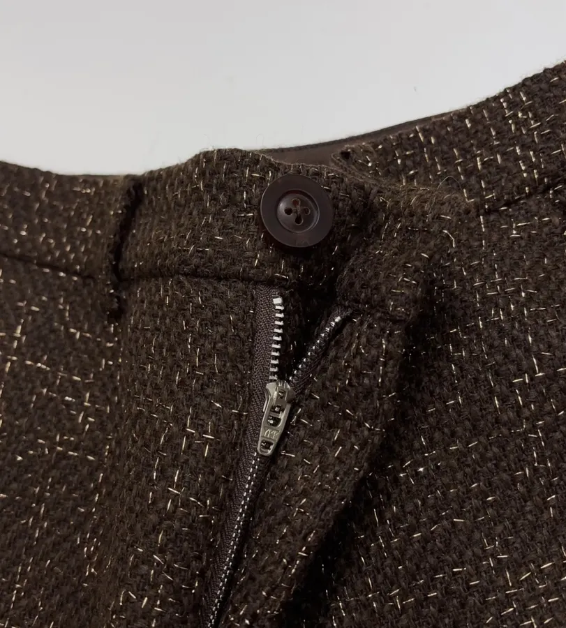 Brown Mélange High-Waist Wide-Leg Trousers in Brown, product view 06