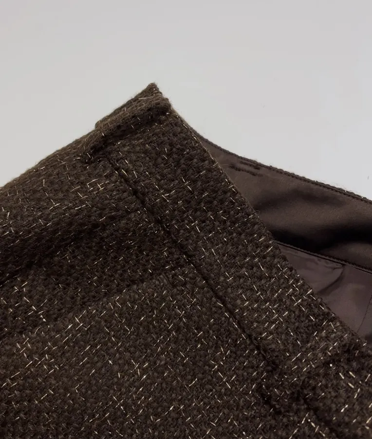Brown Mélange High-Waist Wide-Leg Trousers in Brown, product view 07