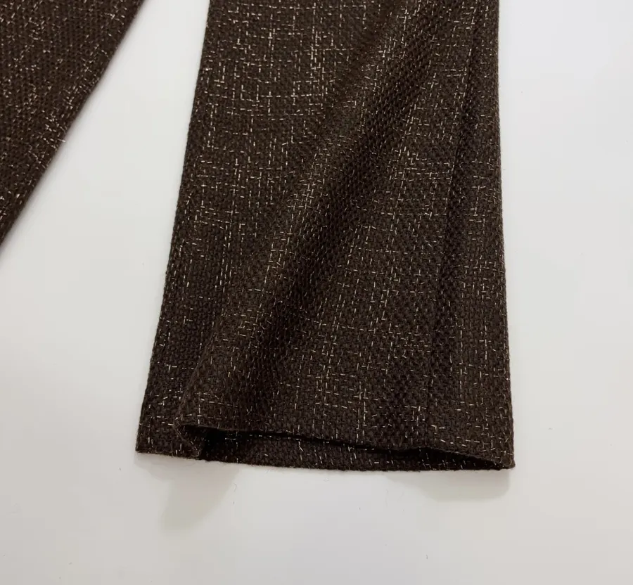 Brown Mélange High-Waist Wide-Leg Trousers in Brown, product view 10