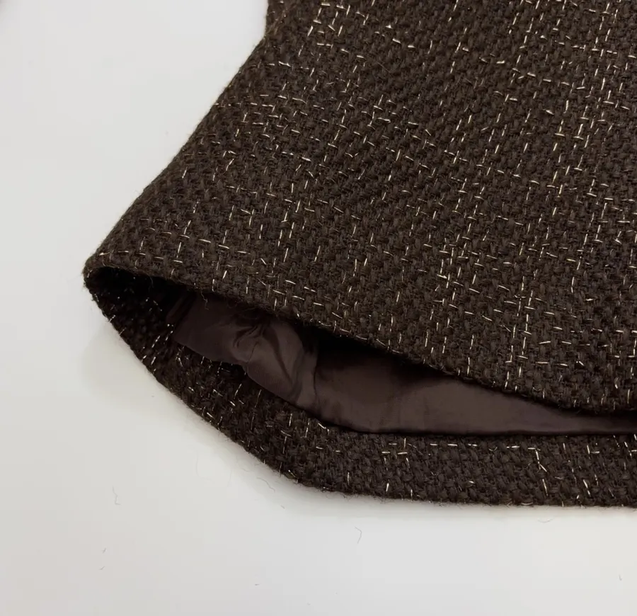 Brown Mélange High-Waist Wide-Leg Trousers in Brown, product view 11