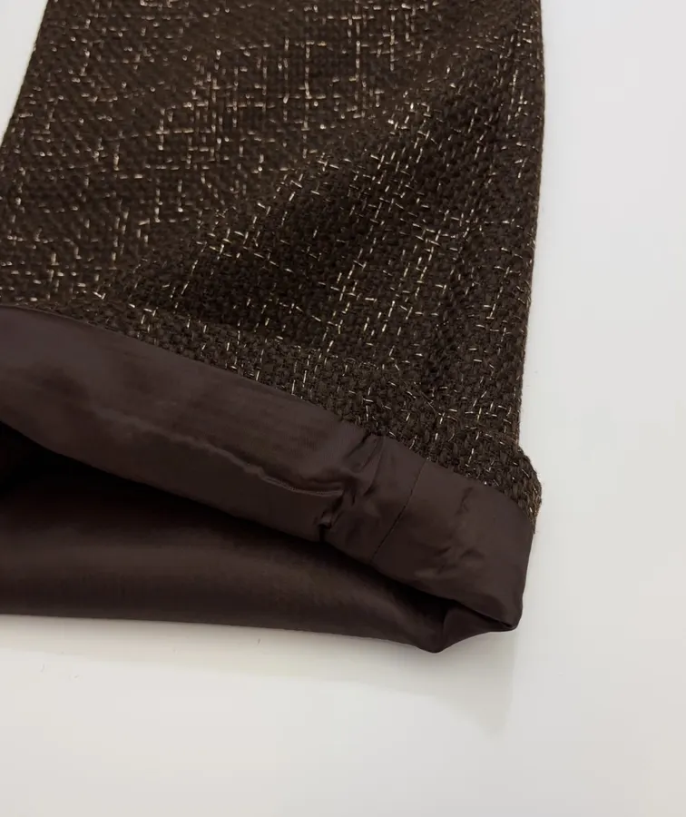 Brown Mélange High-Waist Wide-Leg Trousers in Brown, product view 12
