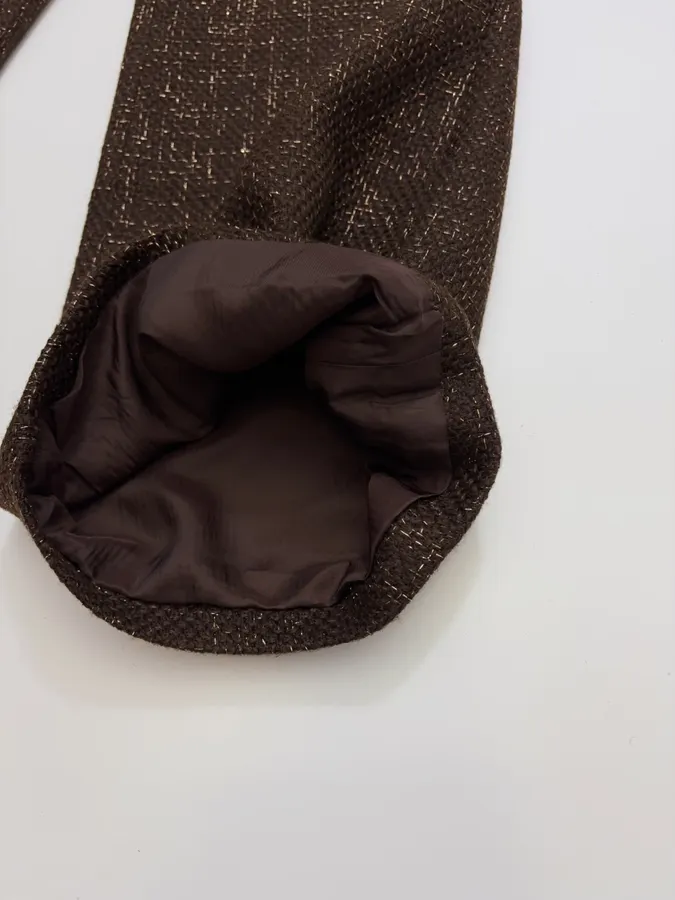 Brown Mélange High-Waist Wide-Leg Trousers in Brown, product view 13