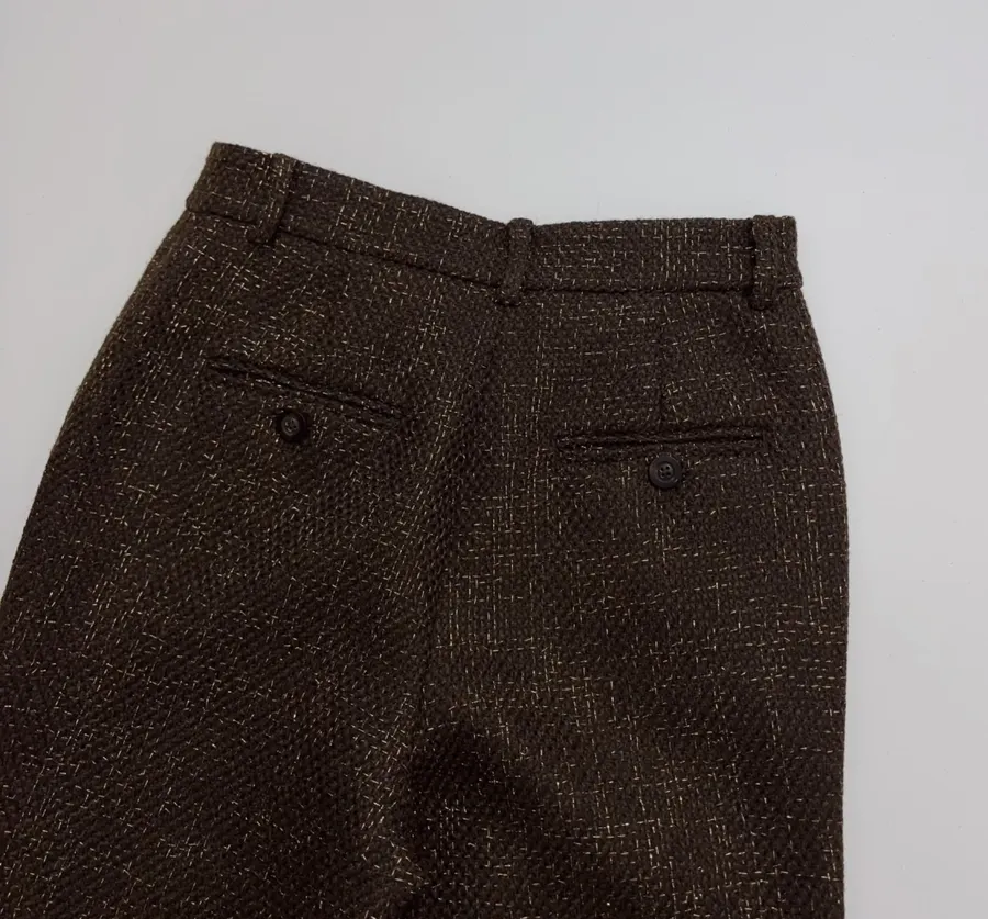 Brown Mélange High-Waist Wide-Leg Trousers in Brown, product view 15