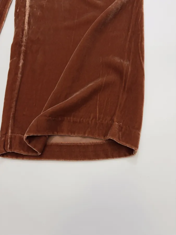 Rust Velvet Drawstring Wide-Leg Trousers in Rust, product view 10