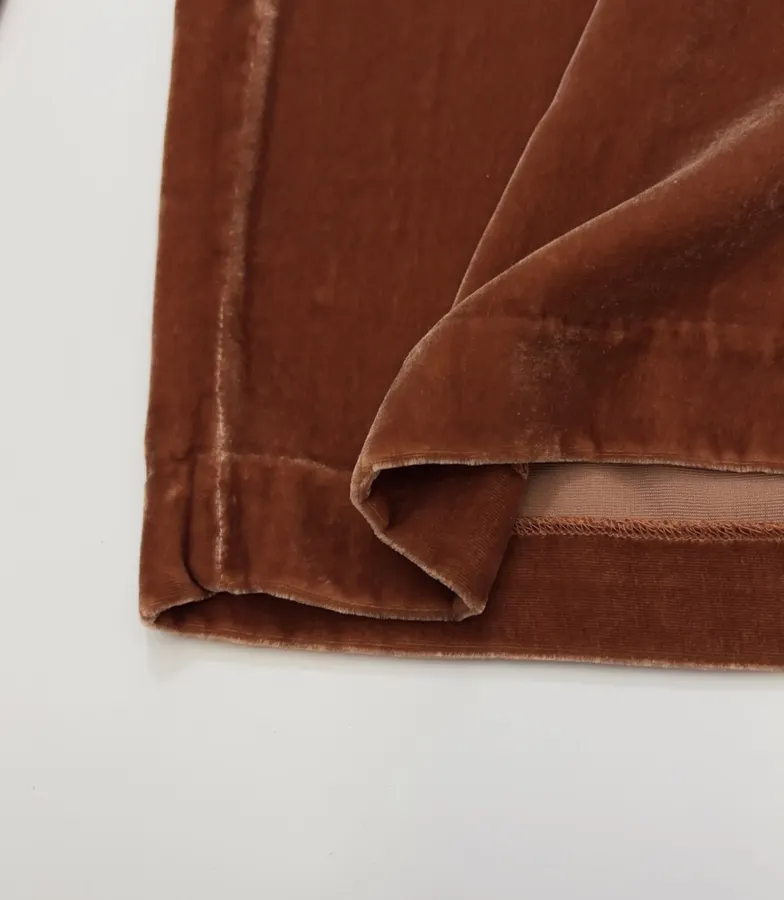 Rust Velvet Drawstring Wide-Leg Trousers in Rust, product view 11