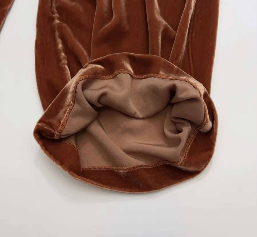 Rust Velvet Drawstring Wide-Leg Trousers in Rust, product view 12