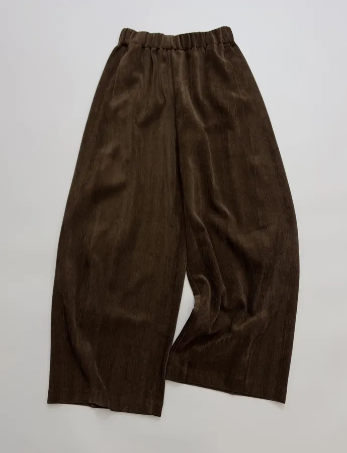 Dark Brown Velvet Pull-On Wide-Leg Trousers in Dark Brown, product view 03