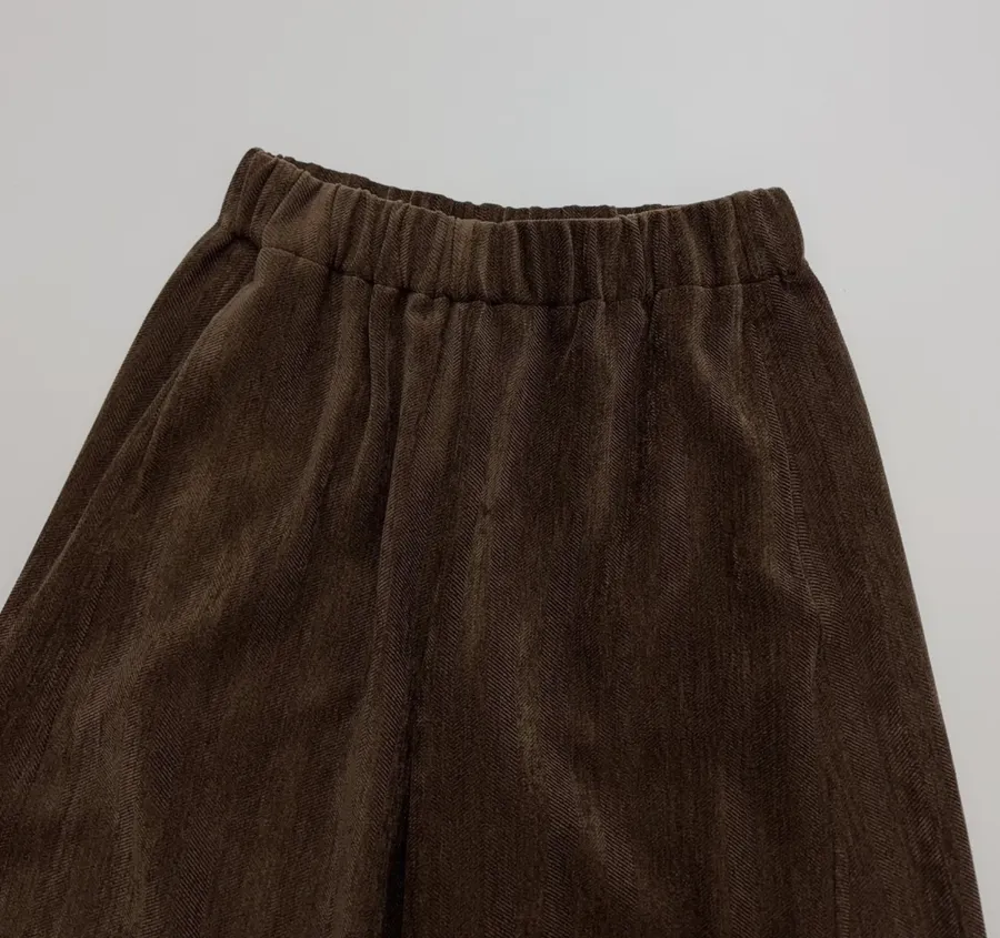 Dark Brown Velvet Pull-On Wide-Leg Trousers in Dark Brown, product view 04