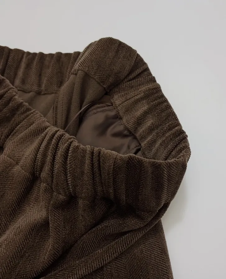 Dark Brown Velvet Pull-On Wide-Leg Trousers in Dark Brown, product view 06