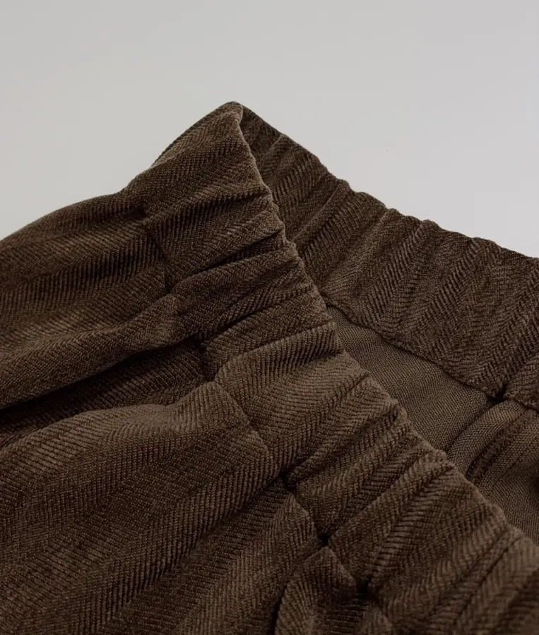Dark Brown Velvet Pull-On Wide-Leg Trousers in Dark Brown, product view 07