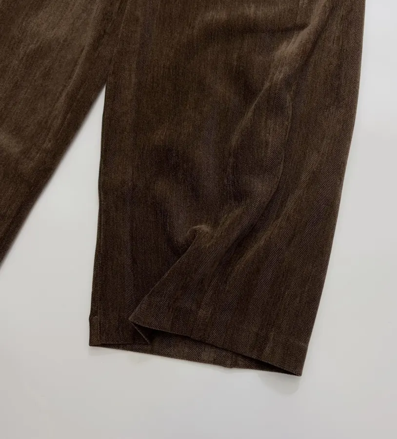 Dark Brown Velvet Pull-On Wide-Leg Trousers in Dark Brown, product view 09