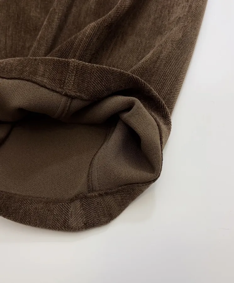 Dark Brown Velvet Pull-On Wide-Leg Trousers in Dark Brown, product view 12