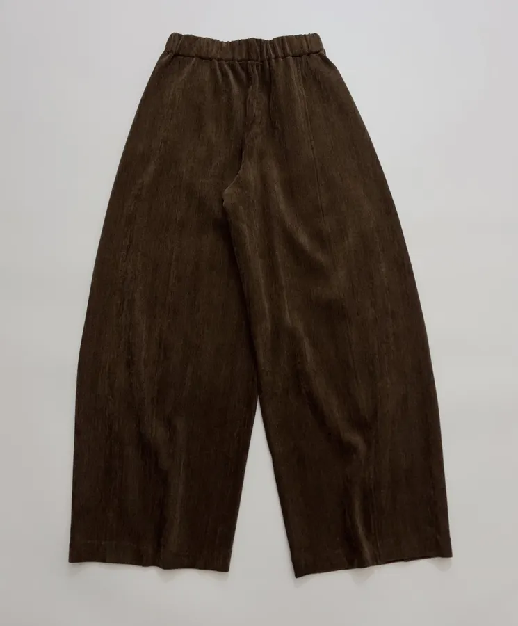 Dark Brown Velvet Pull-On Wide-Leg Trousers in Dark Brown, product view 13