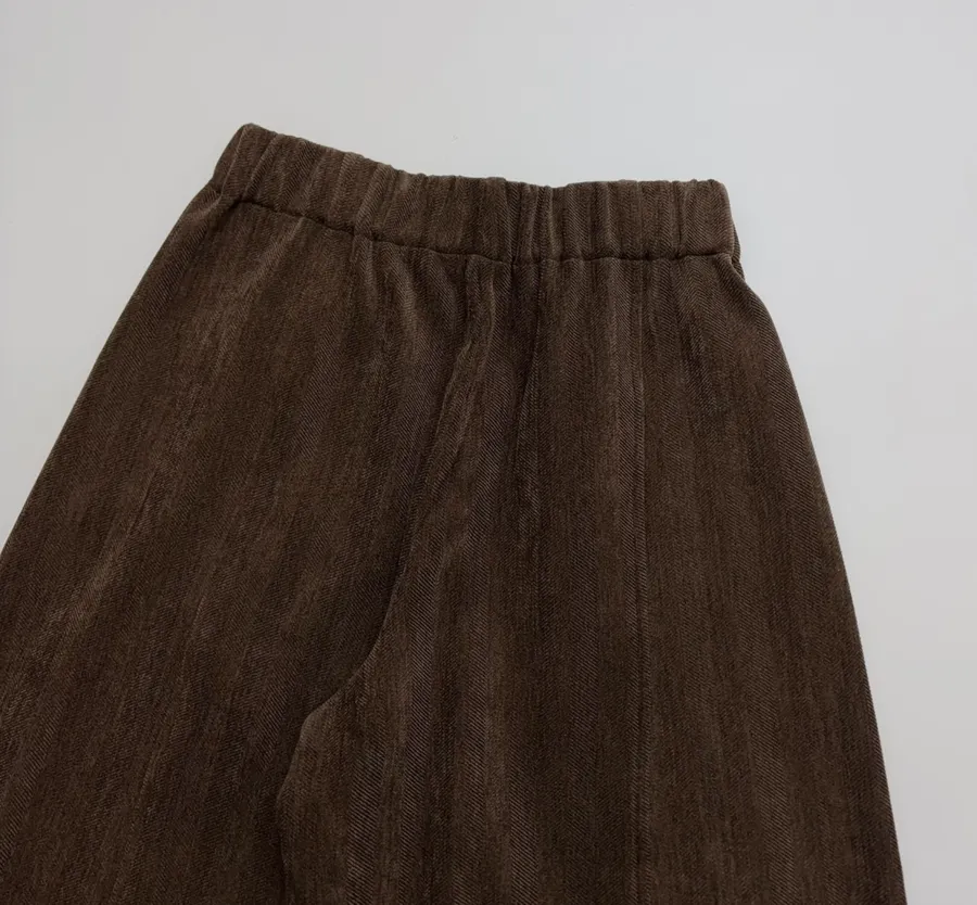 Dark Brown Velvet Pull-On Wide-Leg Trousers in Dark Brown, product view 14