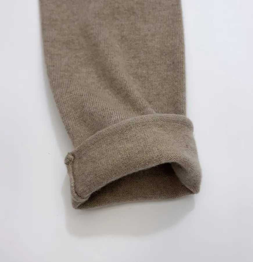 Early Autumn Solid Color Irregular Frilled Hem Wool Knitted Cardigan Jacket in Taupe, product view 07