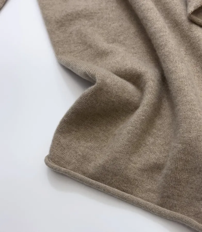 Early Autumn Solid Color Irregular Frilled Hem Wool Knitted Cardigan Jacket in Taupe, product view 09