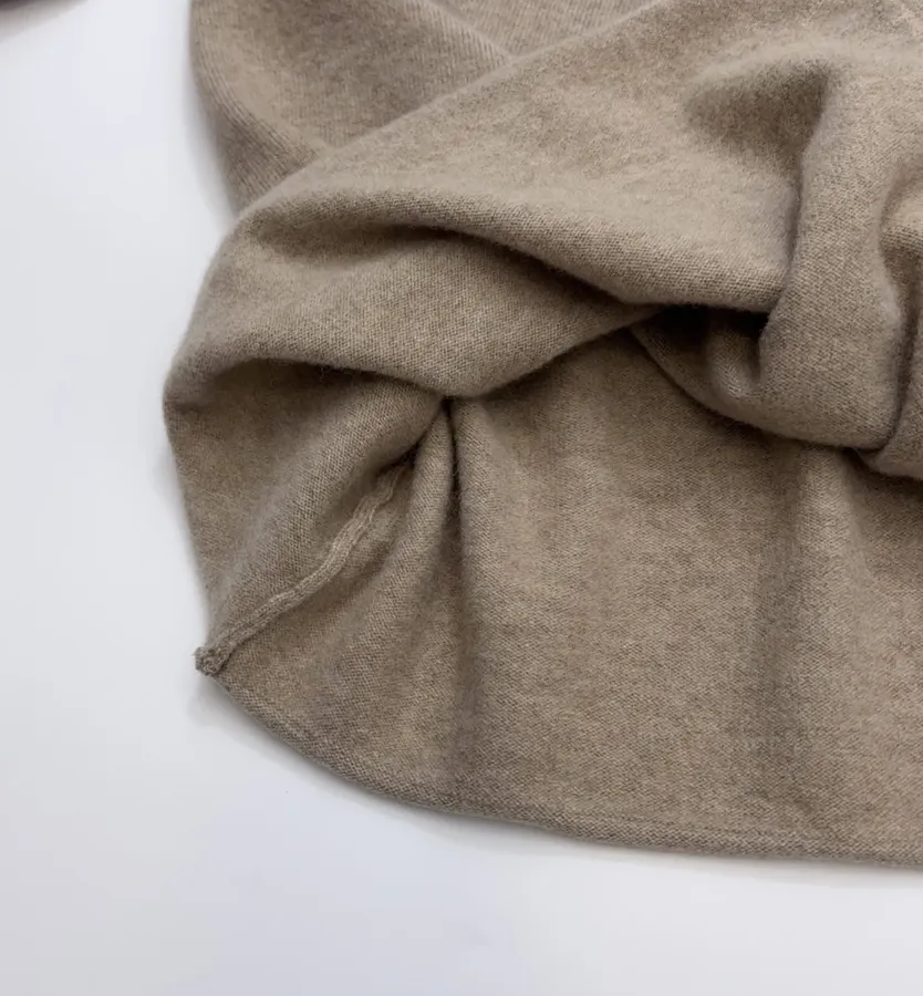 Early Autumn Solid Color Irregular Frilled Hem Wool Knitted Cardigan Jacket in Taupe, product view 11
