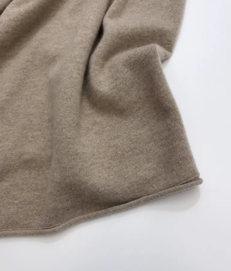 Early Autumn Solid Color Irregular Frilled Hem Wool Knitted Cardigan Jacket in Taupe, product view 13