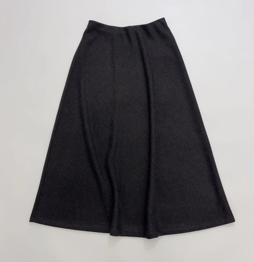 Charcoal Draped Full Midi Skirt in Dark Gray, product view 01