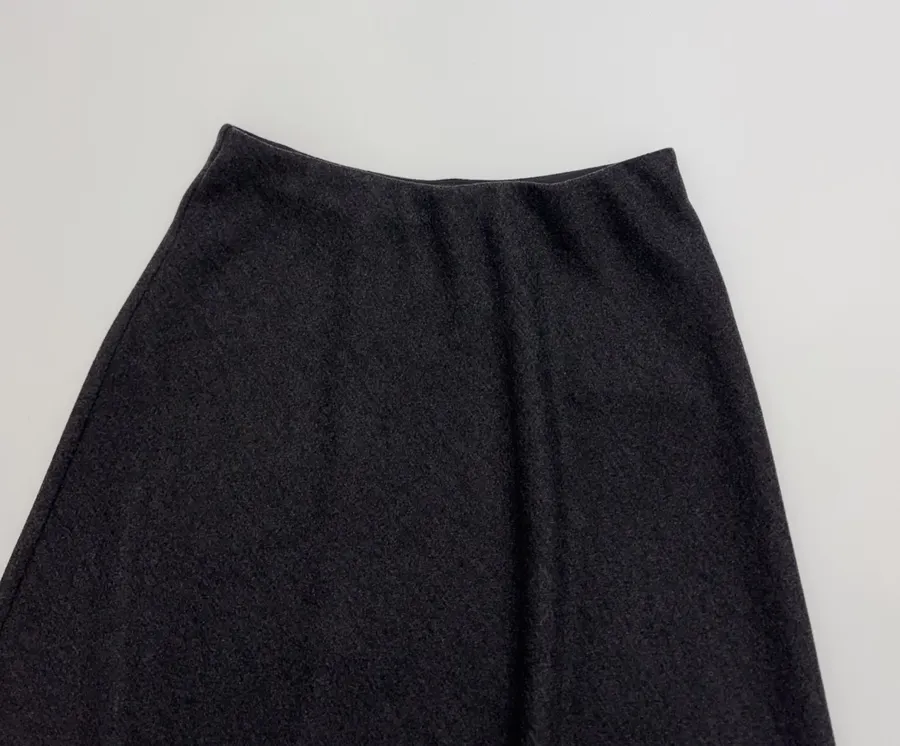 Charcoal Draped Full Midi Skirt in Dark Gray, product view 03