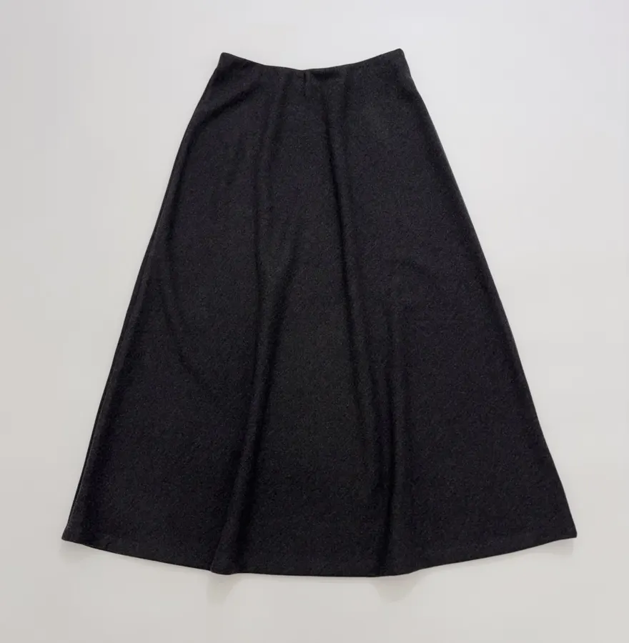 Charcoal Draped Full Midi Skirt in Dark Gray, product view 16