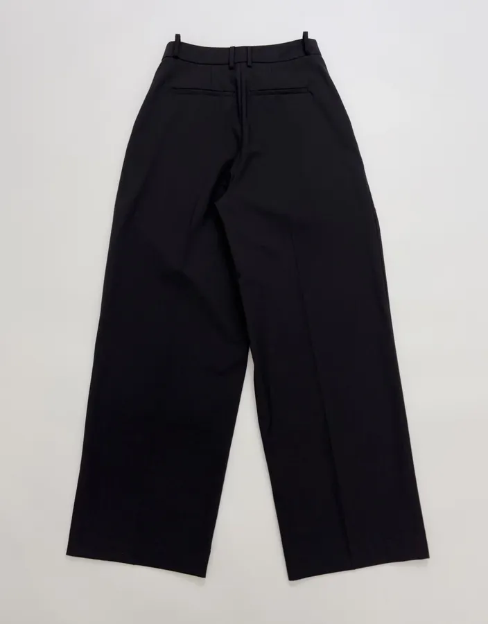 Black High-Waist Pleated Tailored Trousers in Black, product view 12