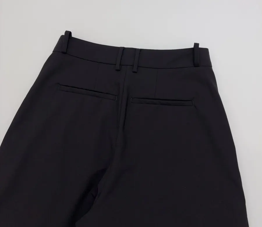 Black High-Waist Pleated Tailored Trousers in Black, product view 13