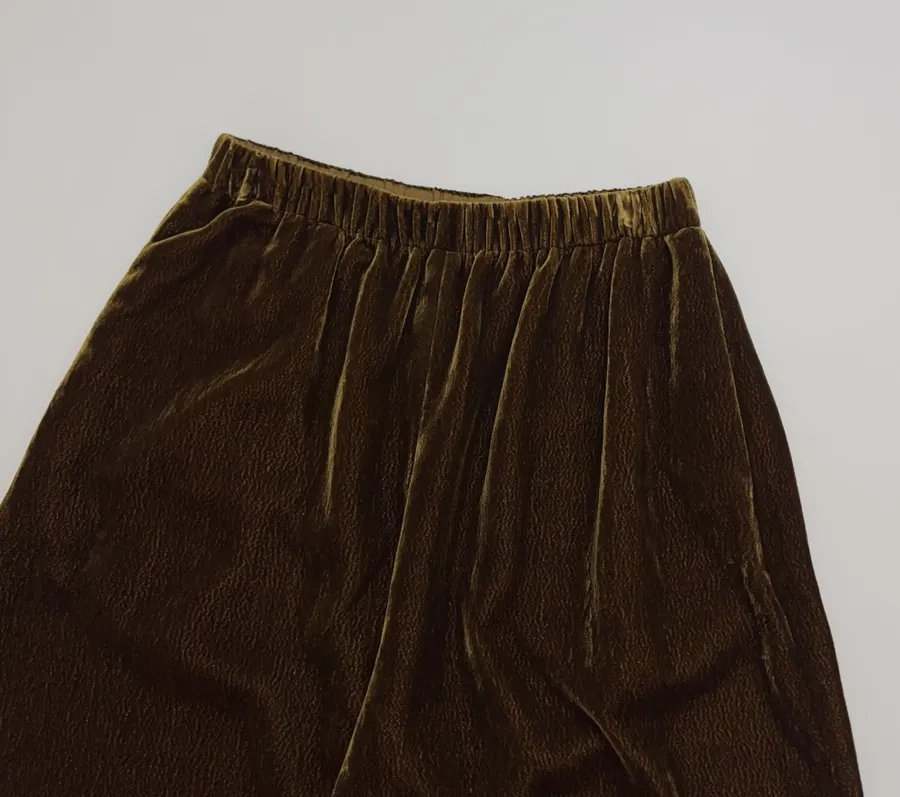 Brown Velvet Pull-On Tapered Trousers in Brown, product view 02