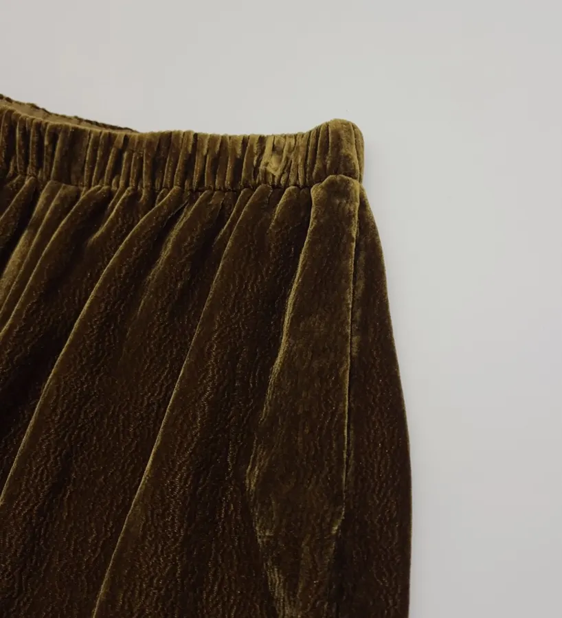 Brown Velvet Pull-On Tapered Trousers in Brown, product view 03