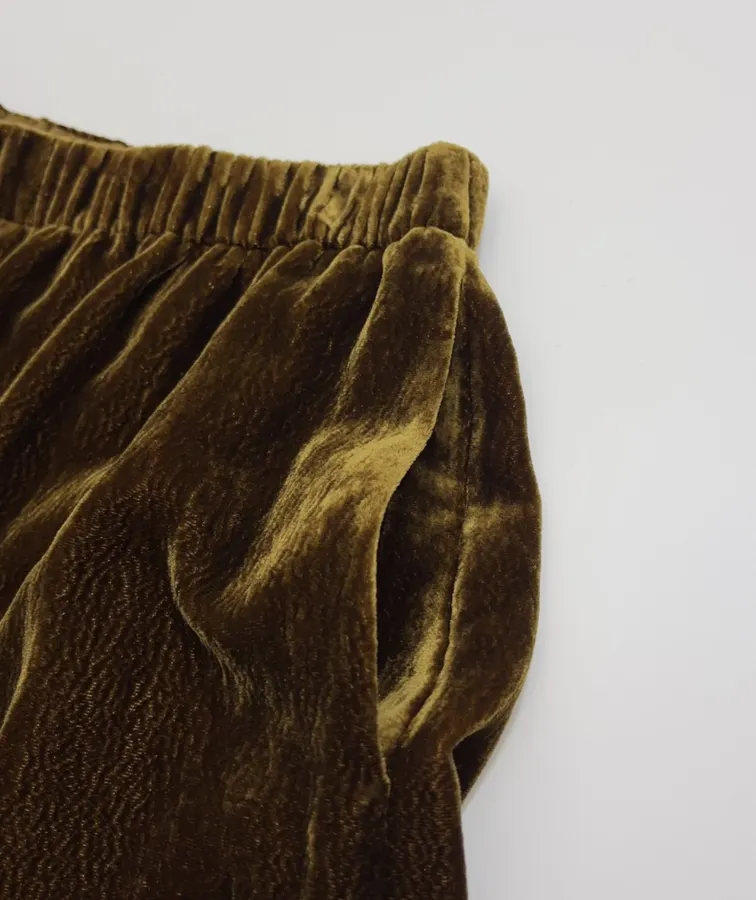 Brown Velvet Pull-On Tapered Trousers in Brown, product view 04