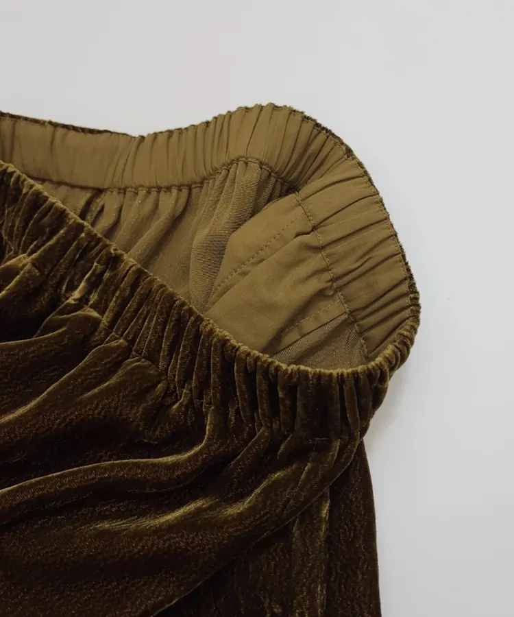 Brown Velvet Pull-On Tapered Trousers in Brown, product view 05