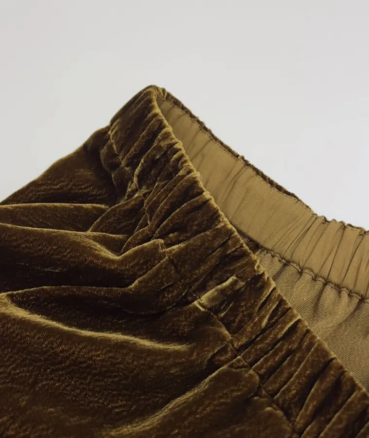 Brown Velvet Pull-On Tapered Trousers in Brown, product view 06