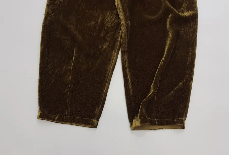 Brown Velvet Pull-On Tapered Trousers in Brown, product view 07