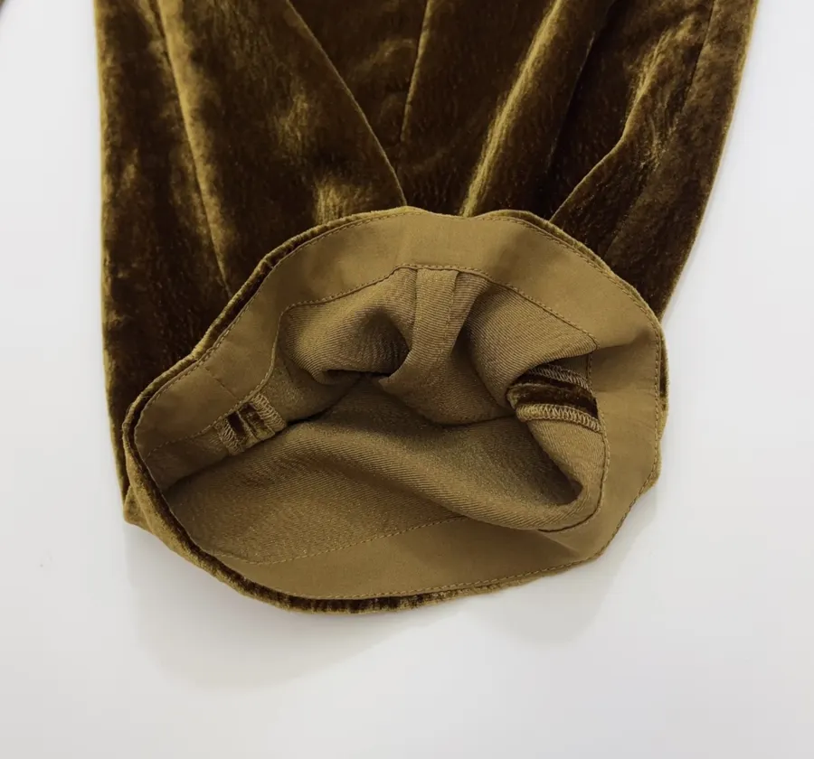 Brown Velvet Pull-On Tapered Trousers in Brown, product view 09