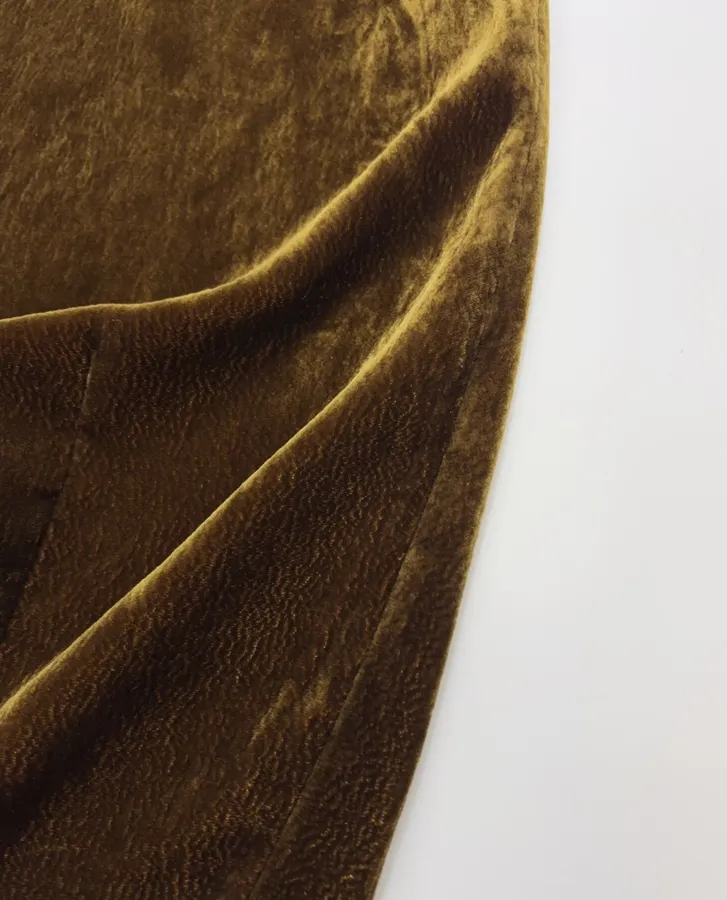 Brown Velvet Pull-On Tapered Trousers in Brown, product view 10
