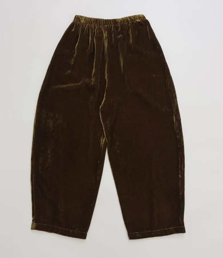 Brown Velvet Pull-On Tapered Trousers in Brown, product view 11