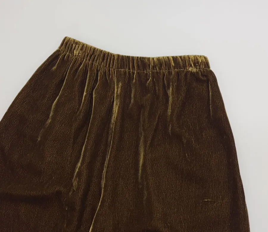 Brown Velvet Pull-On Tapered Trousers in Brown, product view 12