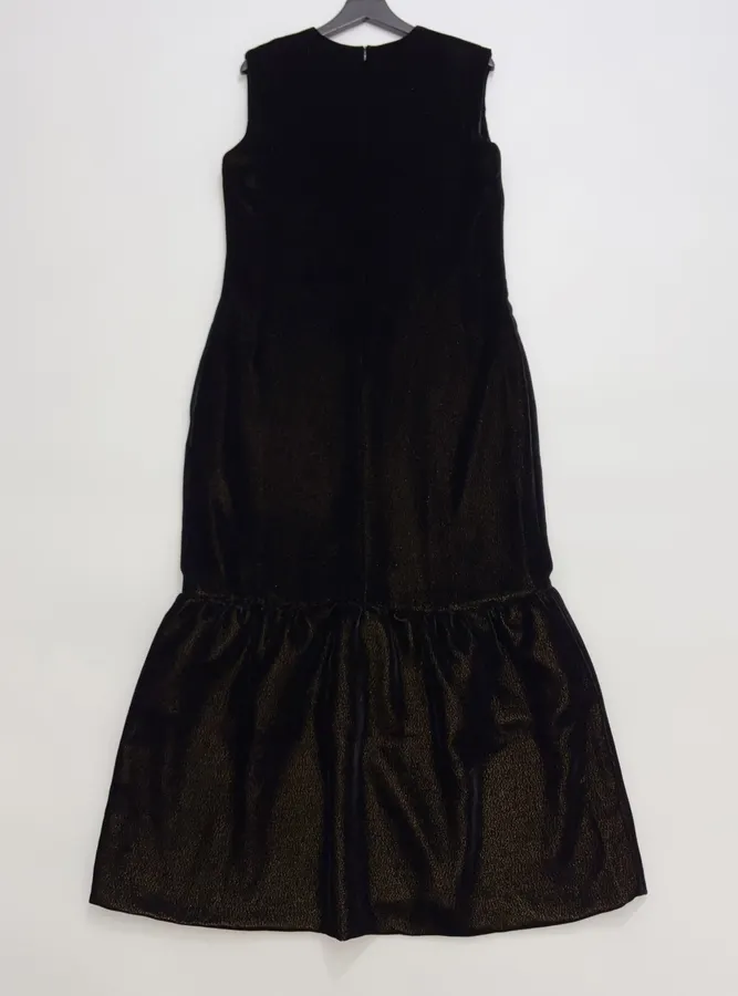 Black Sleeveless Ruffle-Hem Midi Dress in Black, product view 14