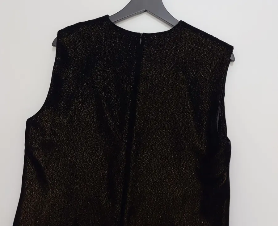 Black Sleeveless Ruffle-Hem Midi Dress in Black, product view 15