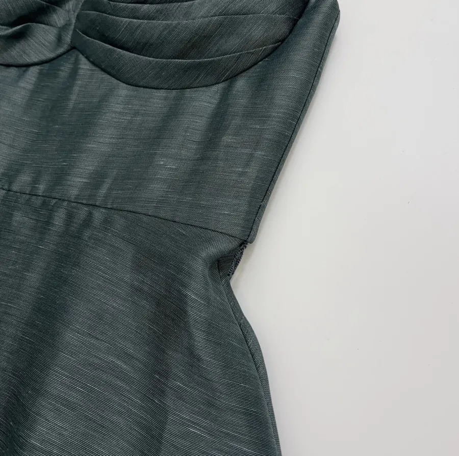 Lace-trimmed Corset-style Mid-length Dress in Teal, product view 05