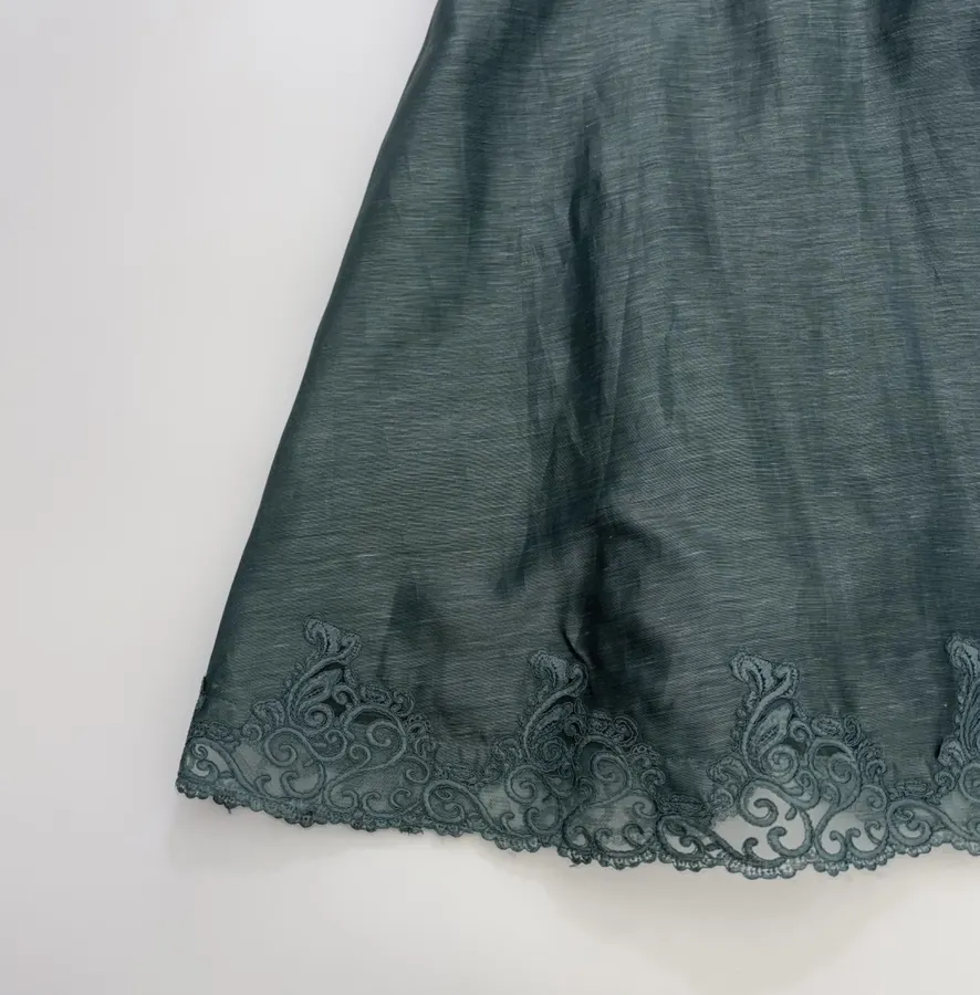 Lace-trimmed Corset-style Mid-length Dress in Teal, product view 09