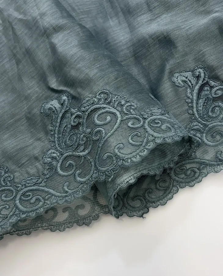 Lace-trimmed Corset-style Mid-length Dress in Teal, product view 11