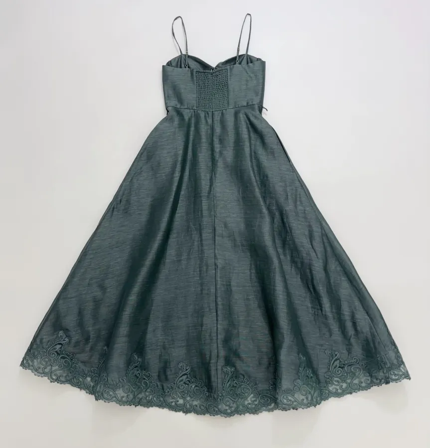 Lace-trimmed Corset-style Mid-length Dress in Teal, product view 18