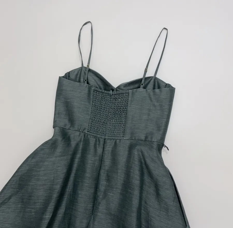 Lace-trimmed Corset-style Mid-length Dress in Teal, product view 19