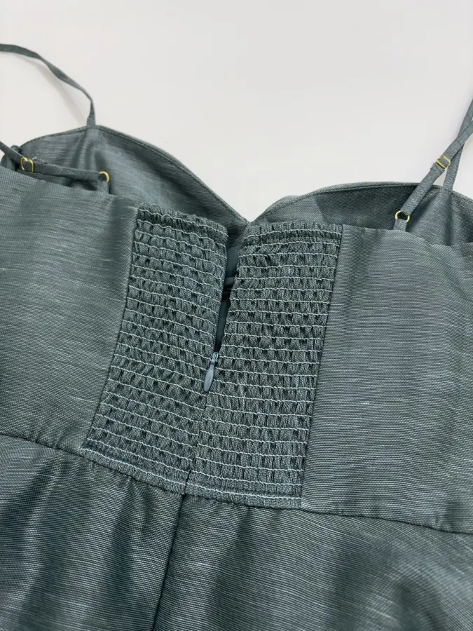 Lace-trimmed Corset-style Mid-length Dress in Teal, product view 20